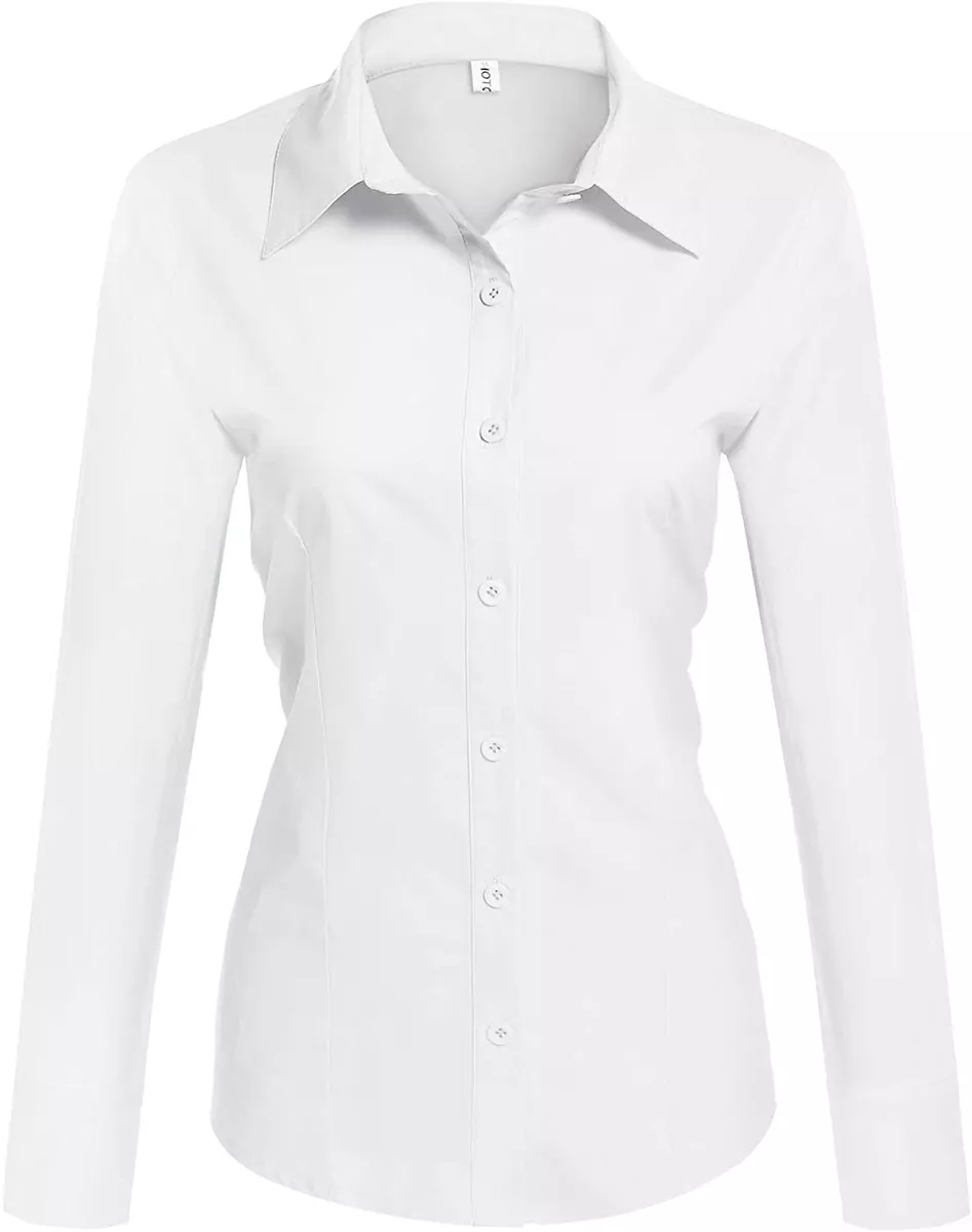womens fitted white collared shirt