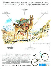 publicité Advertising 1123 1989     MBK vélo vtt   Lama des Andes