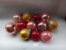 Set Of 12 Vintage Mercury Glass SHINY BRITE  Christmas Ornaments Made In USA