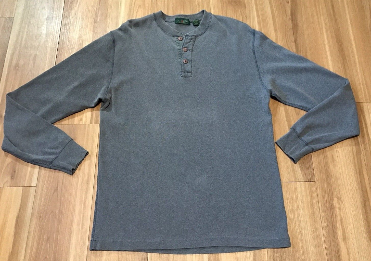 FILA Vintage J. Camicia Crew Oarsman Henley uomo XL blu a costine manica lunga pesante