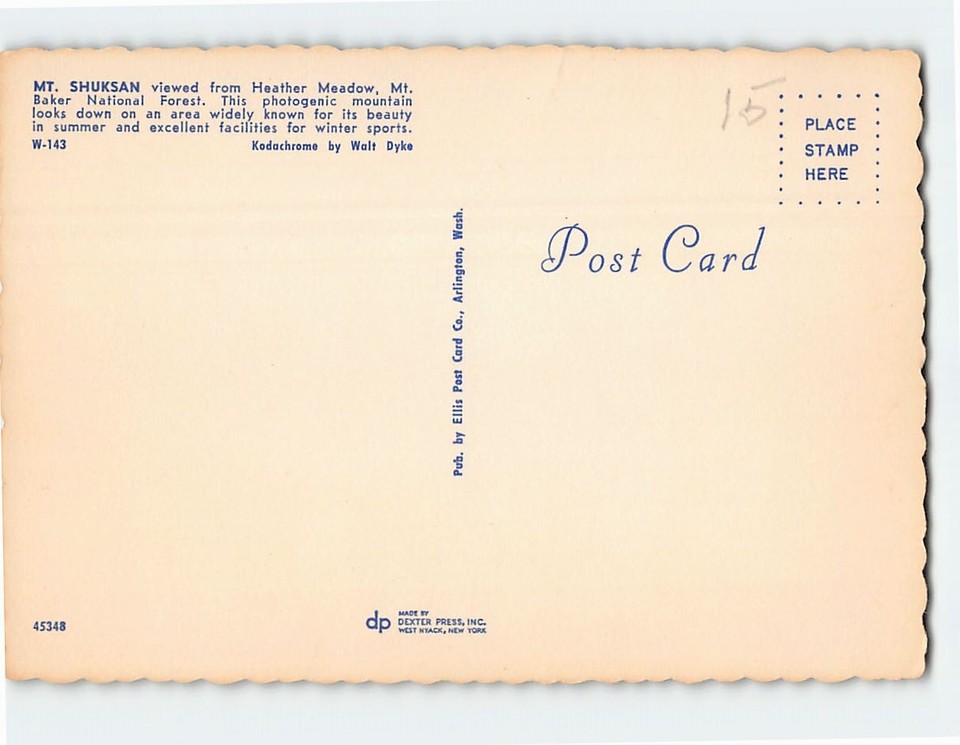 Postcard Mt. Shuksan viewed from Heather Meadow, Mt. Baker National