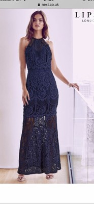 lipsy vip all over lace halter maxi dress