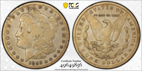 1893-S Morgan Silver Dollar $1 Super Rare This Condition PCGS VG Details 1741