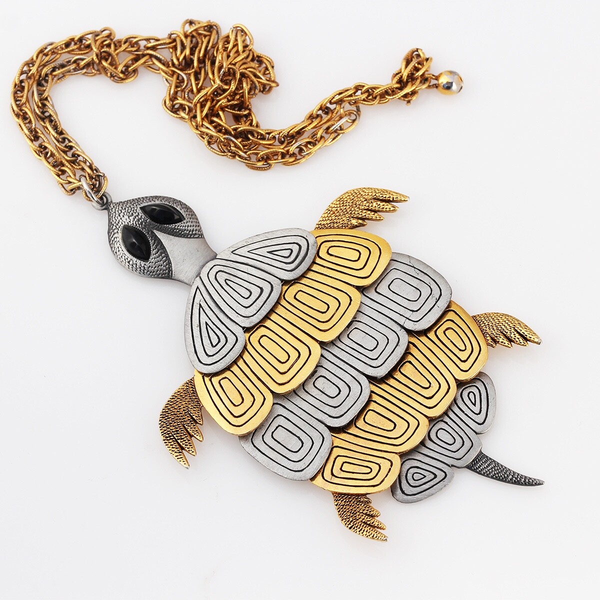 Turtle Pendant Necklace, Moveable Articulated Bod… - image 1