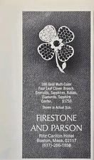 Firestone and Parson at Ritz Carlton Boston Clover Brooch Vintage Print Ad 1976