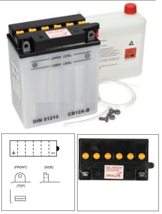 Batterie YB12A-B 12V 12Ah accumulateur plomb moto quad et motoculture