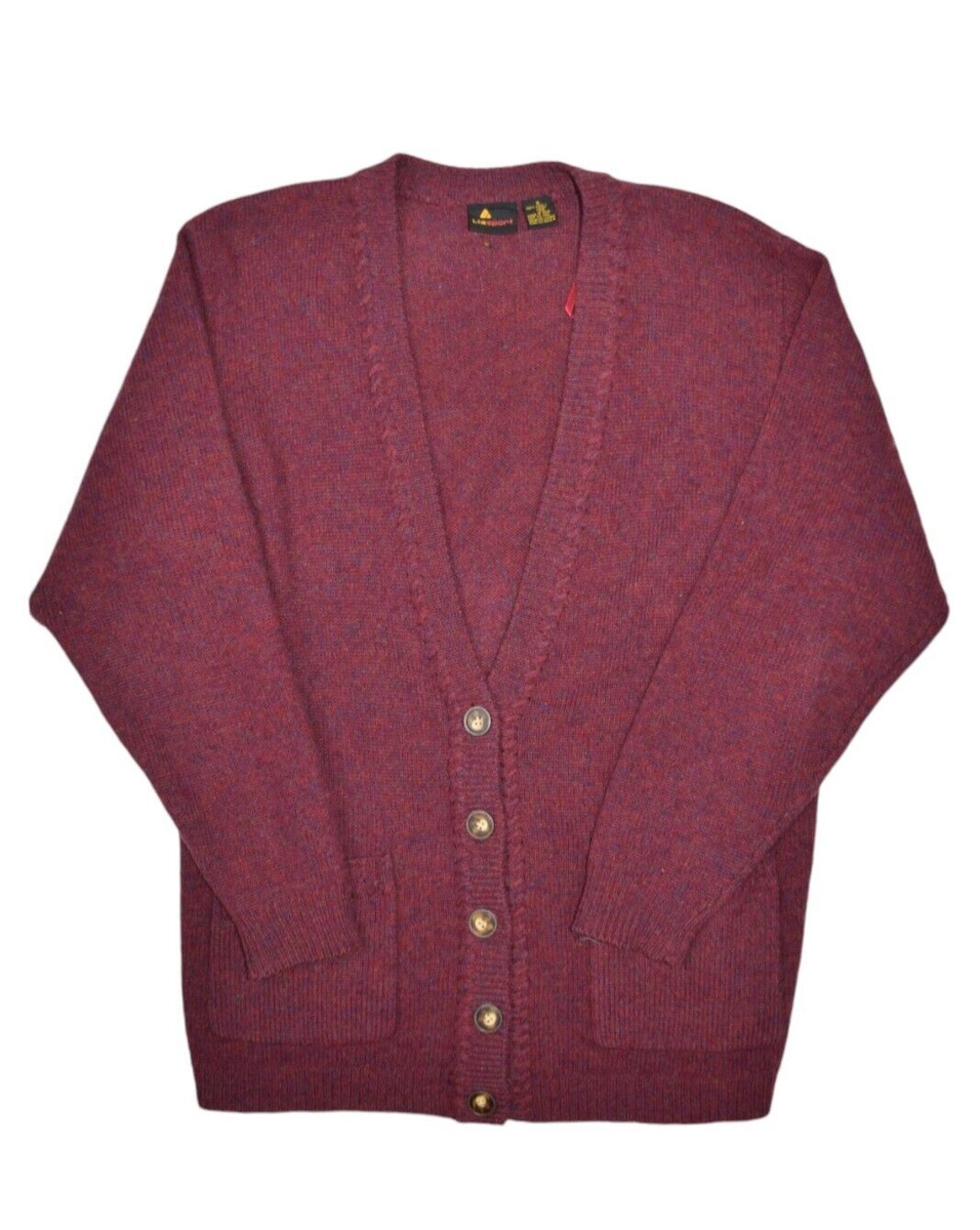 Liz Claiborne Sweater Womens S Wool Cardigan V Neck Pockets Berry Sport  Granny