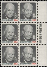 Scott # 1394 - Dwight D. Eisenhower - Mail Early Block Of 6 - MNH - 1971