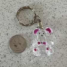 Clear Teddy Bear Kids Plastic Keychain Key Ring 47697