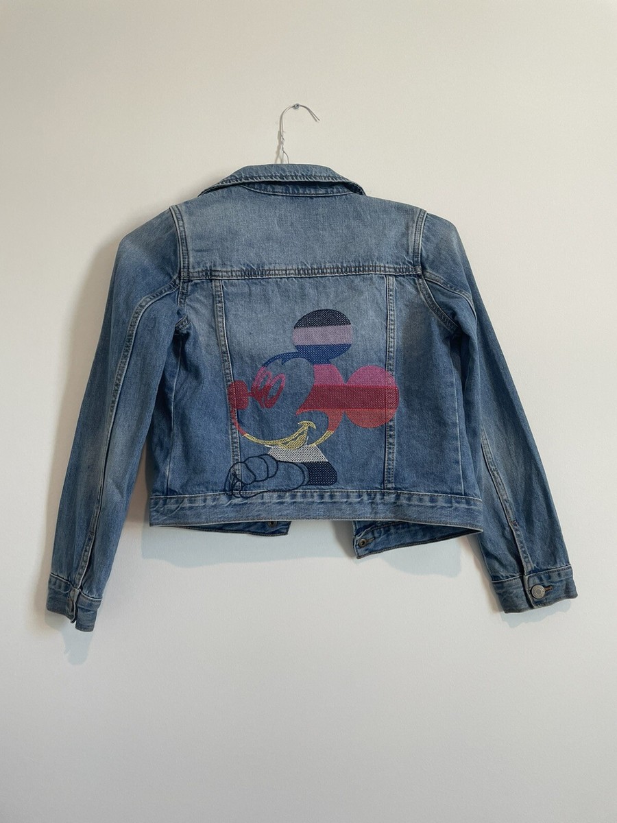 Gap Jean Jacket Disney Mickey Mouse Girls Size XL 12-13 Great