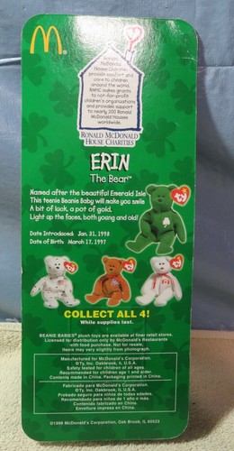 Ty Teenie Beanie Baby ERIN The Bear, Ronald McDonald House Charities - Picture 2 of 2