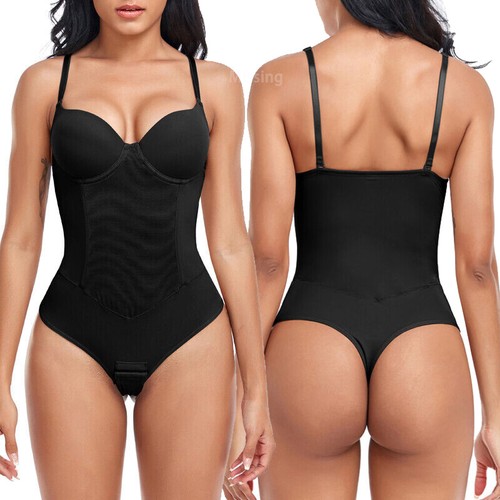 Women's Thong Full Body Shaper Bodysuit Tummy Slimming Built-in Bra Shapewear - Picture 10 of 38
