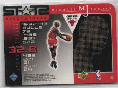 1998 Upper Deck Spectacular Stats Michael Jordan #22 CHICAGO