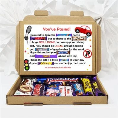 TREASURED FOREVER Personalised Congratulations on Passing Driving Test Poem Chocolate Gift Box