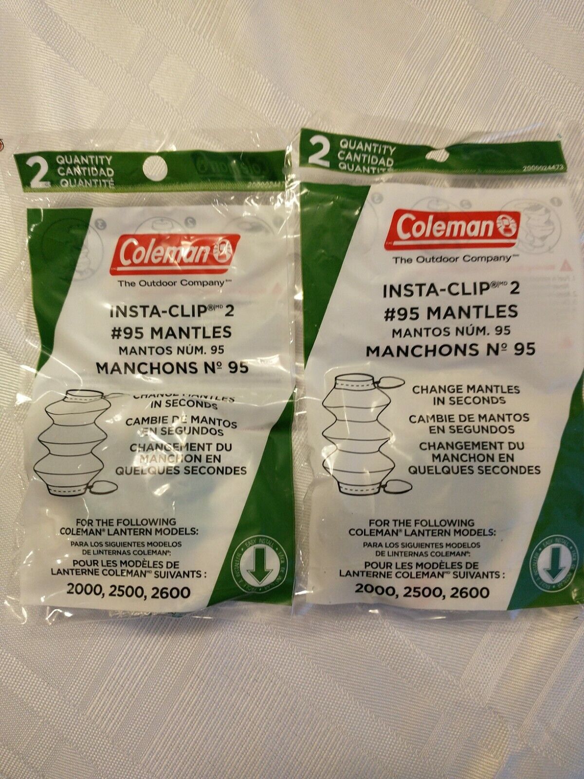 Coleman Insta-clip 2 #95 Mantles Gas Propane Camping Lanterns for sale online