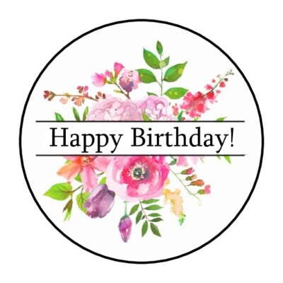 30 Happy Birthday Floral Envelope Seals Labels Stickers 1 5 Round Flowers Favor Ebay