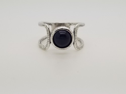 STERLING SILVER ROUND CABACHON PURPLE AMETHYST SOLITAIRE CONTEMPORARY RING - 第 2/16 張圖片