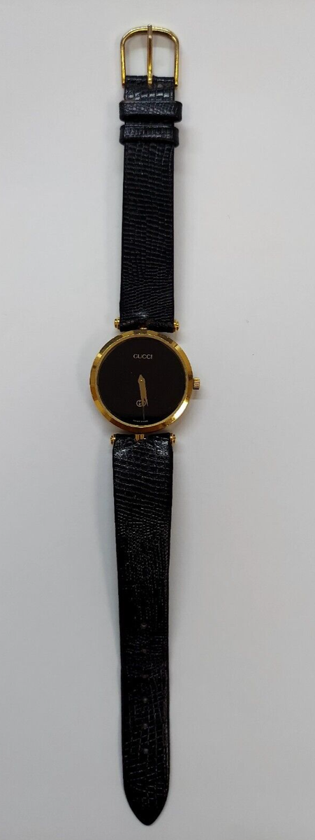 VINTAGE GUCCI STACK ENAMEL BLACK DIAL 29mm WATCH | eBay