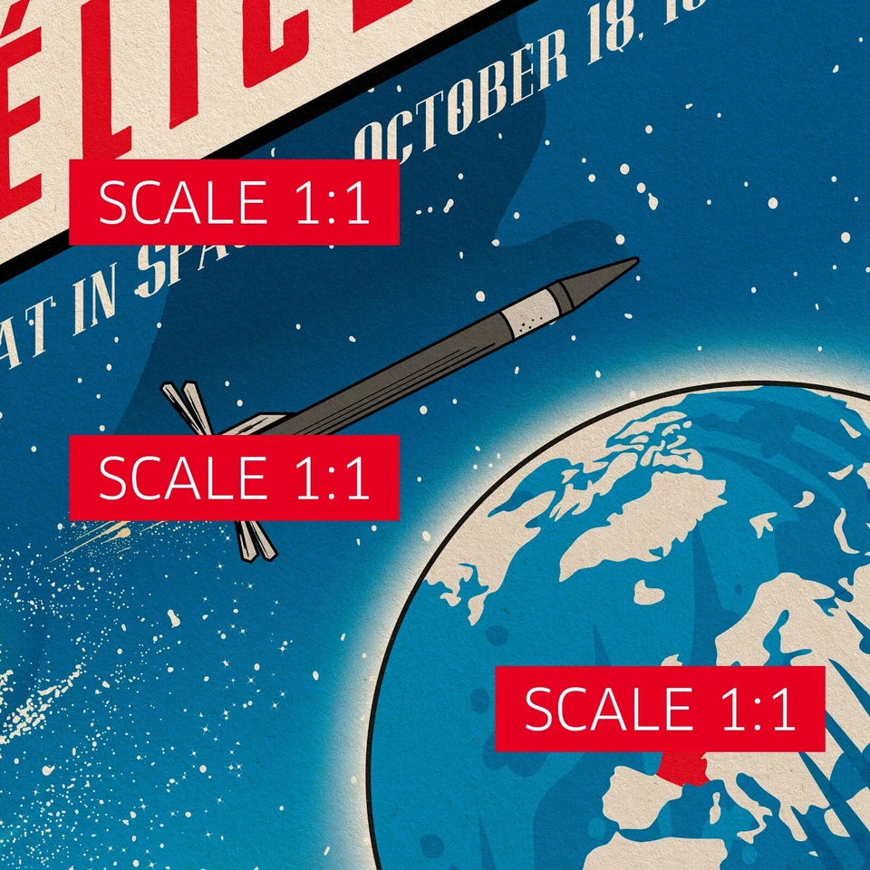 Felicette, First cat in space, France, 1963 — Vintage space poster, retro space - Image 4 of 4