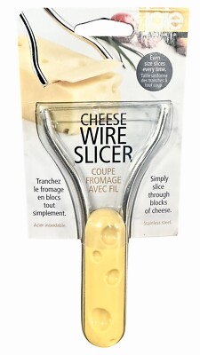 Joie Stainless Steel Cheese Butter Wire Slicer Yellow Sliver BPA Free *NEW*