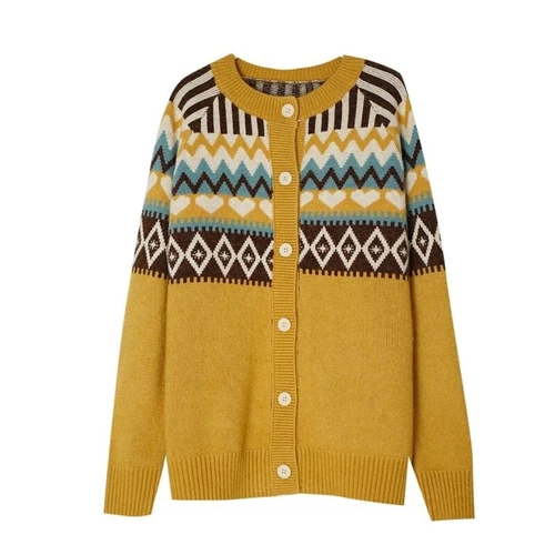 Lady Knitted Sweater Coat Jacket Tops Loose Cardigan Ethnic Knitwear Retro Warm - Bild 9 von 21