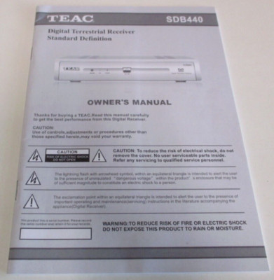 TEAC SDB440 Digital Terrestrial Receiver Standard Definition - Manual - 28 Pages