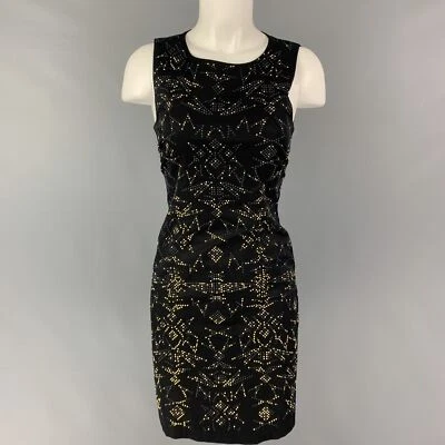 VERSACE JEANS Taille 4 Coton Noir Clouté Robe Droite - Photo 1/4