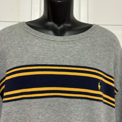 Vintage 90s Polo Ralph Lauren XXL Cotton Crew Neck Pony Logo Gray