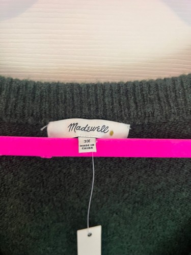 Suéter para mujer Madewell verde mezcla de acrílico/lana cuello en V talla 3X nuevo con etiquetas - Imagen 5 de 9