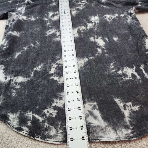 Camisa AKADEMIKS JEANIUS Para Hombre Lavada con Blanqueamiento Abotonada L Negra Tie Dye Ropa de Calle - Imagen 4 de 9