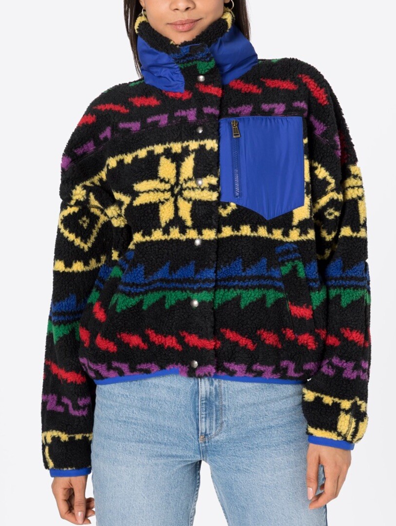 Chaqueta de lana Polo Ralph Lauren para mujer estampado nórdico multicolor ajuste relajado talla L