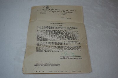 1941 Institute of Applied Science Finger Print Department Letter Signed by Cooke