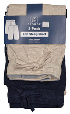 George 11760 NEW Men's Drawstring Comfort Waistband 2 Pack Knit Sleep Shorts