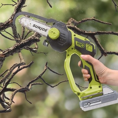 Sun Joe 24V ION Mini Chainsaw 24V-HCS-LTE Battery Chain Guard Green/Black
