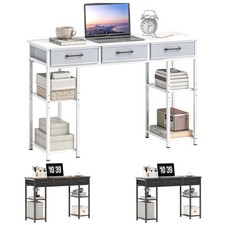 HOMCOM Small Writing Desk, Computer Desk with Fabric Drawers