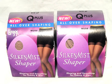L'eggs Silken Mist Shaper Pantyhose NUDE Size Q Plus, Lot of 2
