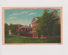 Postcard East Dormitory Admin Office Anderson College South Carolina Linen 1940s