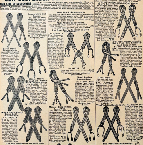 1901 Suspenders Reproduction Advertisement Sears Fashion Supply Accessory DWV12C