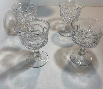 Sale 4 Fostoria Argus Champagne Coupes Goblets 5'' vtg 1970s glass midcentury