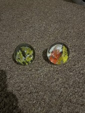 Two Murano Glass Paperweights With Bubble Inclusions 3"