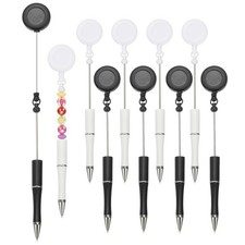 Beadable Pens, 10Pcs Retractable Badge Reel Beadable Pen, Black/White