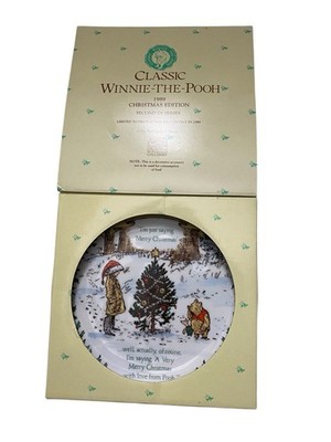 1989 Classic Winnie the Pooh Christmas Plate Willitts Galleries Disney w/ Box