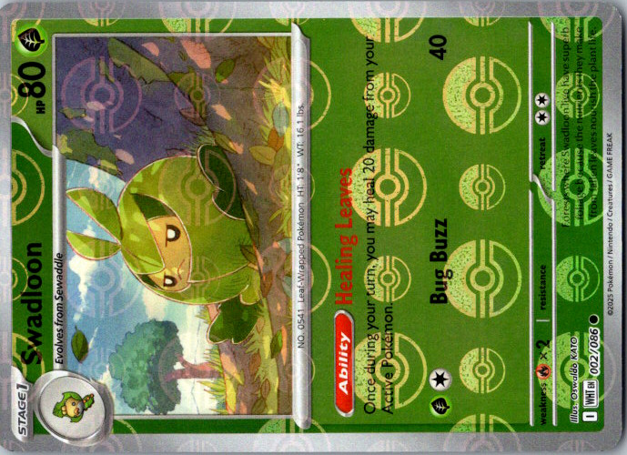 Swadloon (Poke Ball Pattern) Reverse Holo Common SV: White Flare 002/086 NM