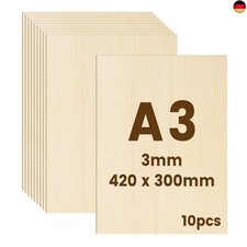 10pcs Sperrholzplatte 3mm Bastelholz Set, Holzplatte für Modellbau & 