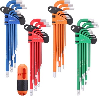 HORUSDY 37PCS Hex Key Allen Wrench Set, Full Size, Blue, Red, Orange, Green 