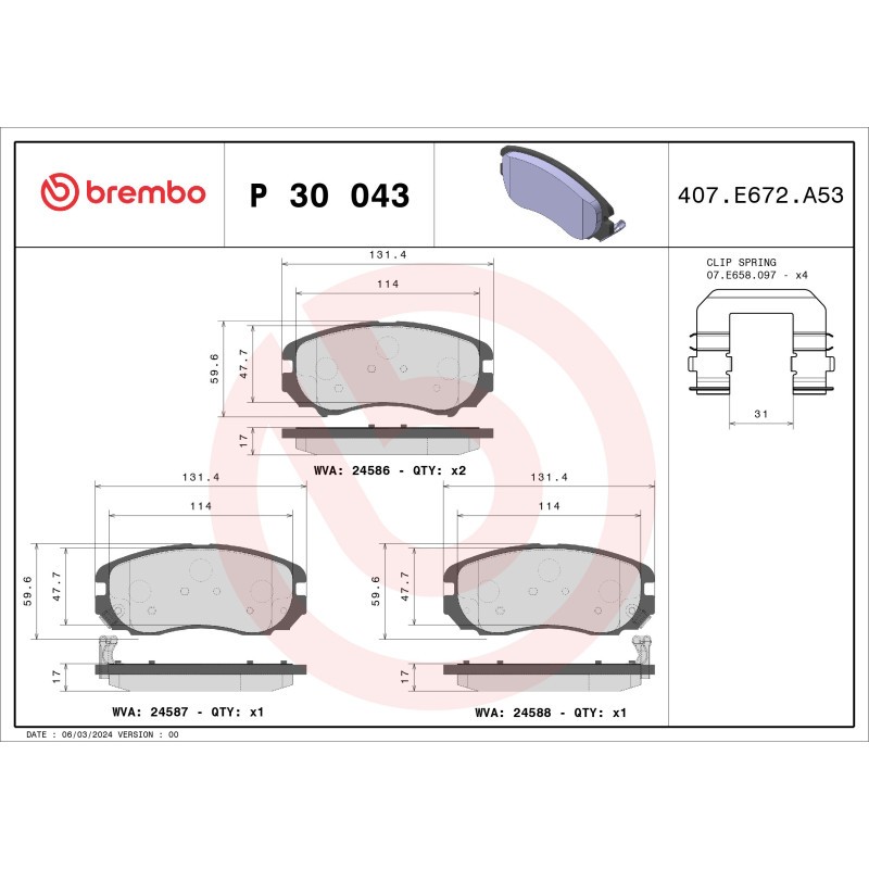 Für BREMBO KLOCKI SZCZEKI CYLINDERKI P 30 043 BRAKE PADS FRONT 132X60 - Bild 4