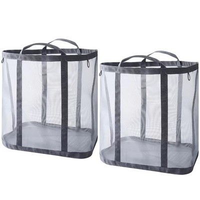 [2-Pack] Wall-Mounted Foldable Laundry Basket, 41L Collapsible Mesh Hamper (E...