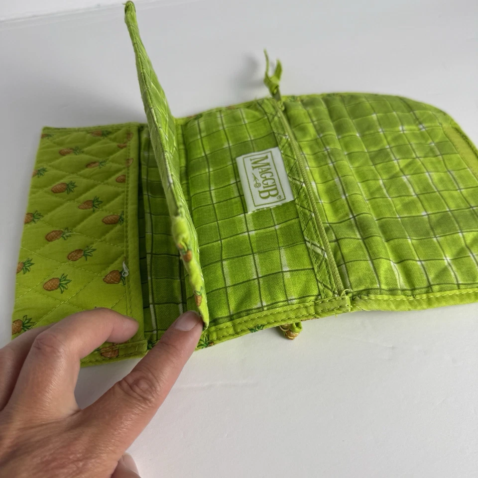 Maggi B Acolchado Verde Piñas Y Palmeras Tela Cartera Cartera Bandolera Nuevo sin Etiquetas Foto 2 de 4