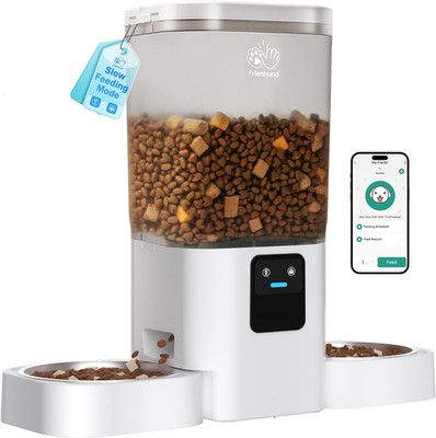 5G Wifi Automatic Cat Feeder 2 Cats: Dual Automatic Dog Feeder with APP Control,