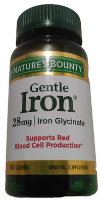 Natures Bounty GENTLE IRON Glycinate 90 capsules 28 grams Best By: 07/2028 New